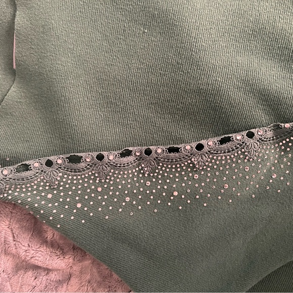Green Sweater with Embellished Sleeves - Picture 2 of 3